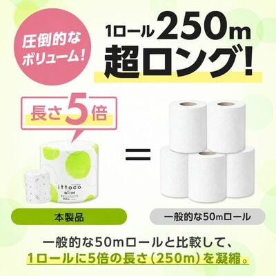 イットコ 芯なし スリム幅 5倍巻 250m 36ロール シングル