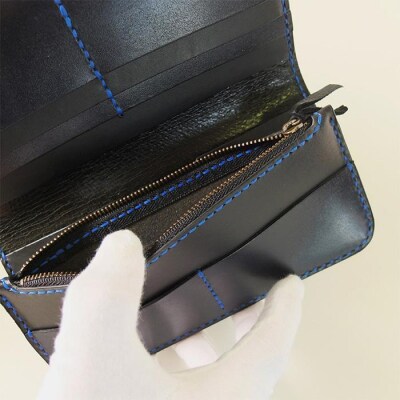 阿波レザー　本藍染縦長財布 PR-2【CZ050】