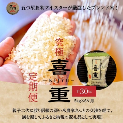 (予約受付)【【お米マイスター】究極　喜重ーKIJYUー　定期便(5kg×6回)　H056-188