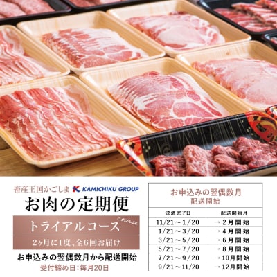 情熱牧場 鹿児島県産お肉の定期便 トライアルコース(全6回)
