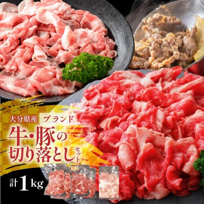 大分県産 牛・豚の切り落としセット(真空包装) 計1kg_2472R