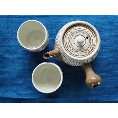 小石原焼トビカンナの急須と湯呑2個セット(斐山窯元)伝統的工芸品 | お 新しいスタイル 九州小石原焼 古陶磁急須 陶芸