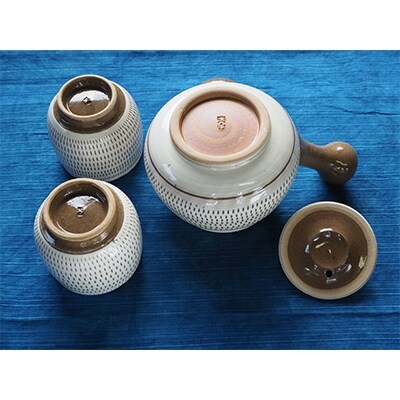 小石原焼トビカンナの急須と湯呑2個セット(斐山窯元)伝統的工芸品 | お 新しいスタイル 九州小石原焼 古陶磁急須 陶芸