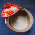 小石原焼紅飛鉋土鍋2人用(Sサイズ)直径約21cm