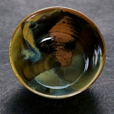 高取三色掛分茶碗
