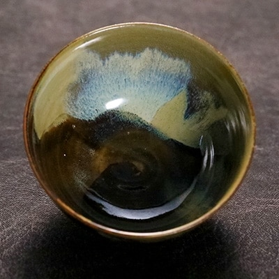 高取三色掛分茶碗