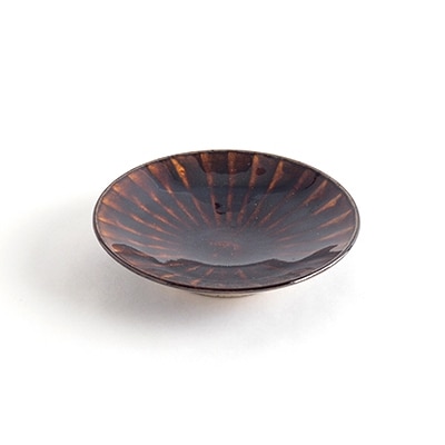 小石原焼 圭秀窯 豆皿 刷毛目(飴釉)