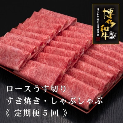 【毎月定期便】A5,4等級博多和牛特選ロースうす切り　500g×2P　計1kg(東峰村)全5回