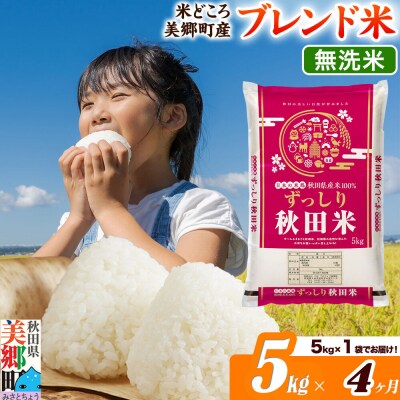 《定期便4ヶ月》ブレンド米【無洗米】精米 5kg(5kg×1袋)|01_ssn-010504m