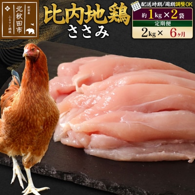 《定期便6ヶ月》比内地鶏 ささみ(1kg×2袋)×6回 計12kg|jaat-060706