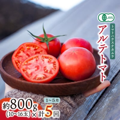 〈2027年1月より順次発送〉【定期便5回】アルテトマト 約800g(10‐16玉)×5箱