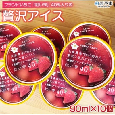 <愛媛オリジナルブランドいちご「紅い雫」が40%も入った贅沢アイス>　苺　イチゴ　宇和