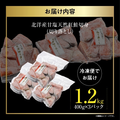 北洋産甘塩天然紅鮭切身1.2kg(切落とし)_HD272-001