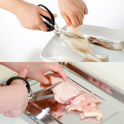 ナイフとしても使える! ステンレス製キッチンはさみ 収納ケース付