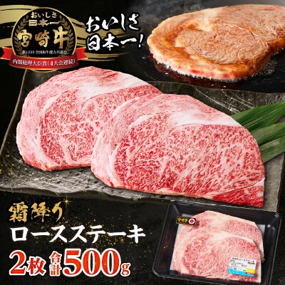 宮崎牛霜降り(ロース)ステーキ250g×2枚 計500g