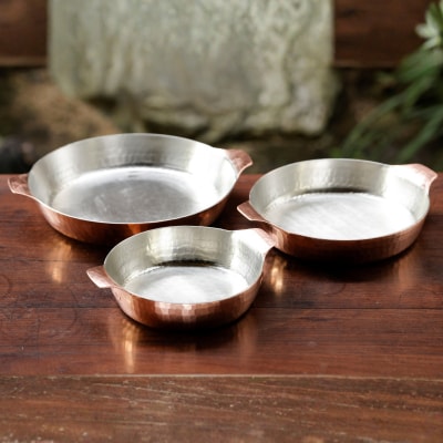 【八木庖丁店】手打ち銅製 グラタン皿(18cm)|京都 料理 キッチン用品 皿 食器 人気 有名