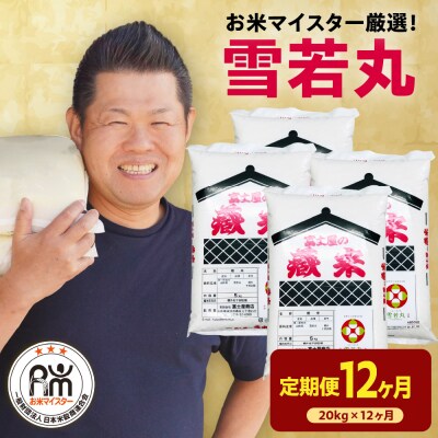 【先行予約】12ヶ月定期便 令和8年産 雪若丸 20kg(5kg×4袋)×12回 計240kg 
