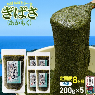 【定期便8ヶ月】ぎばさ(あかもく) 200g×5個セット 海藻 男鹿市|23_ogn-240508