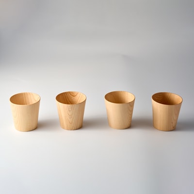天然ひのきカップ　4個セット【mokuzai03】