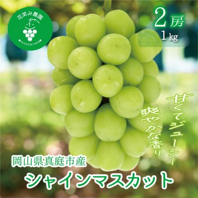 【2026年先行予約】岡山　花笑み農園の 『シャインマスカット』1kg(2房)　S-1
