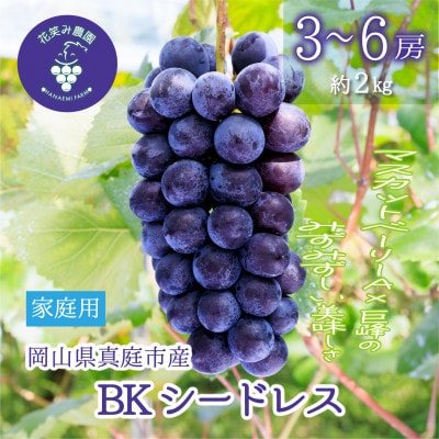 【2026年先行受付】岡山　花笑み農園の『BKシードレス』家庭用　約2kg(3～6房)　B-2家