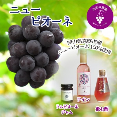 【2026年先行受付】岡山　花笑み農園『ピオーネ&ラムピオーネジャム&ワイン&飲む酢』P-JWN