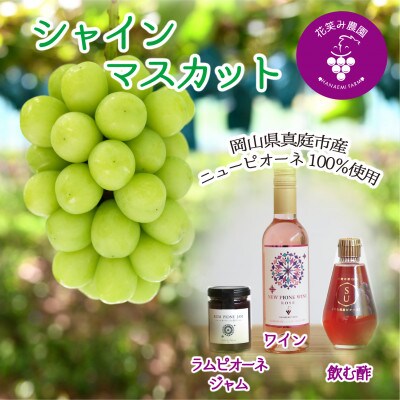 【2026年先行受付】岡山　花笑み農園『シャイン&ラムピオーネジャム&ワイン&飲む酢』S-JWN