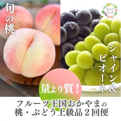 【発送月固定定期便】桃とピオーネ&シャインマスカット上級品(岡山県産)全2回