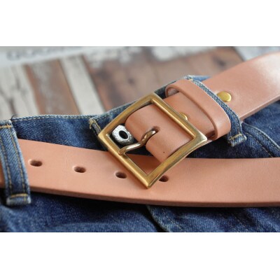 E STREET LEATHER グレージングベンズ 4cm幅極厚レザーベルト ナチュラル40インチ