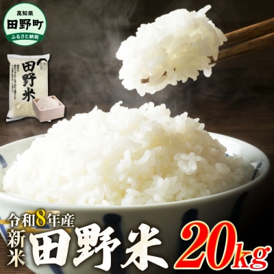 ★令和8年産 新米★四国一小さなまちの田野米 20kg(5kg×4袋)～精米・白米～