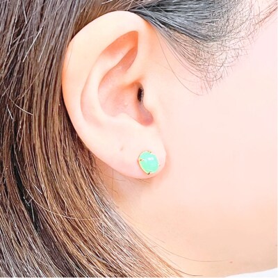 K18イエローゴールド　クリソプレーズ　ピアス　管理番号686768