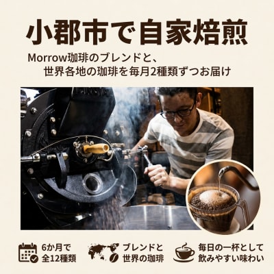【6か月定期便】自家焙煎コーヒー豆200g×2種 毎月400g 全12種類[No5354-0718]