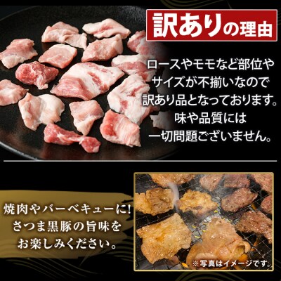 直売用訳あり限定 さつま黒豚 不揃い厚切り焼肉 (計3kg)【ふるさと産直バザール】K-746-C