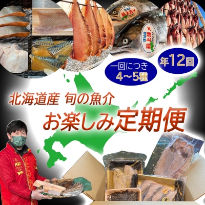 <定期便12回>北海道産 旬の魚介 4～5種 お楽しみ定期便