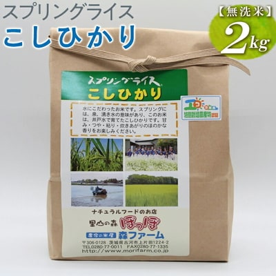 スプリングライス こしひかり (無洗米)2kg | 米 こめ コメ 2キロ 無洗米 _BI38