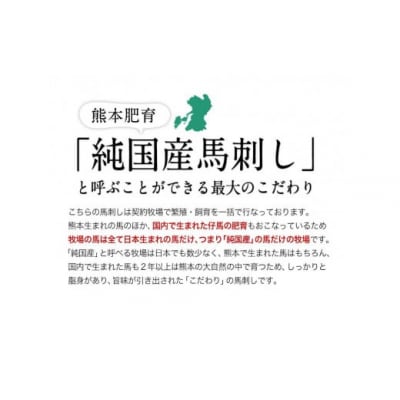 馬刺し上赤身 ブロック熊本肥育 生食用 たれ付き(100g×2)+たてがみ(50g×1)