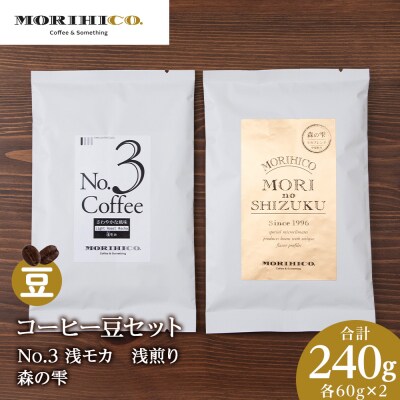 コーヒー豆セット　No.3 浅モカと森の雫セット　各2袋　合計240g_hs017-422