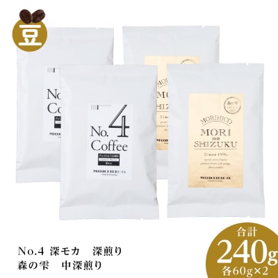 コーヒー豆セット　No.4 深モカと森の雫セット　各2袋　合計240g_hs017-425
