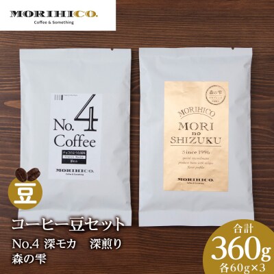 コーヒー豆セット　No.4 深モカと森の雫セット　各3袋　合計360g_hs017-426