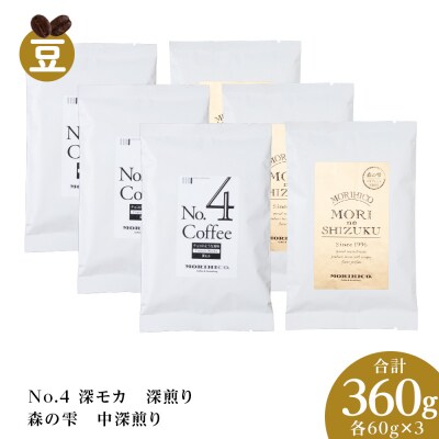 コーヒー豆セット　No.4 深モカと森の雫セット　各3袋　合計360g_hs017-426
