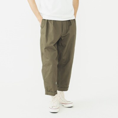 BEAMS PLUS 2プリーツ ツイル パンツ　OLIVE　S_hs350-017