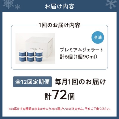 【定期便】クレメリーチェプレミアムジェラート6個セット12回 毎月1回×12か月_hs065-010