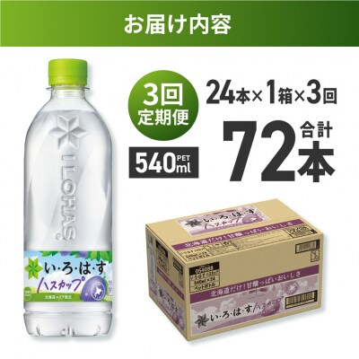 【3ヶ月定期便】い・ろ・は・す ハスカップ　540mlPET×24本_hs137-135