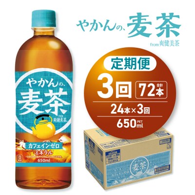【3ヶ月定期便】やかんの麦茶 from 爽健美茶 650mlPET×24本_hs137-191