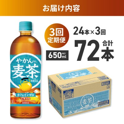 【3ヶ月定期便】やかんの麦茶 from 爽健美茶 650mlPET×24本_hs137-191