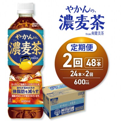 【2ヶ月定期便】【機能性】やかんの濃麦茶from爽健美茶600mlPET×24本_hs137-192