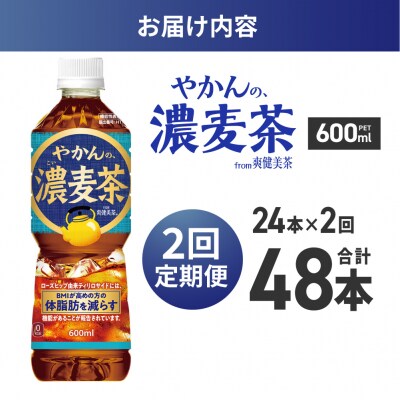 【2ヶ月定期便】【機能性】やかんの濃麦茶from爽健美茶600mlPET×24本_hs137-192