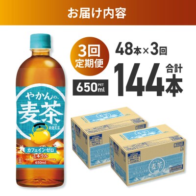 【3ヶ月定期便】やかんの麦茶 from 爽健美茶 650mlPET×48本_hs137-235