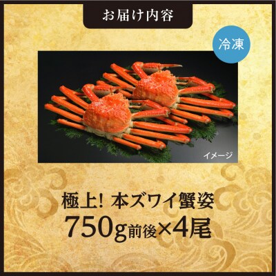 極上!本ズワイ蟹の姿　750g　4尾_hs408-091