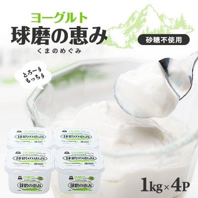 球磨の恵みヨーグルト(砂糖不使用)1kg入×4パック